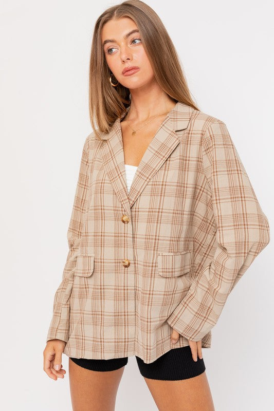 School Girl Oversized Plaid Blazer