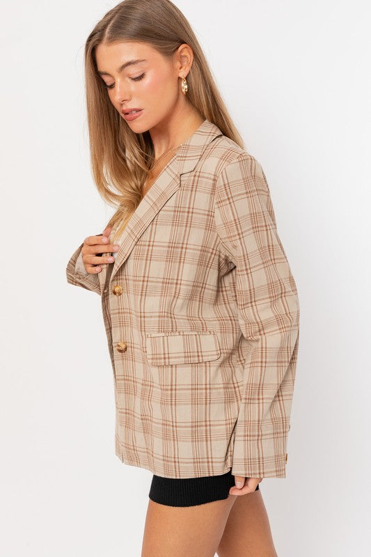 School Girl Oversized Plaid Blazer