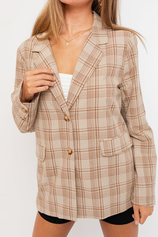 School Girl Oversized Plaid Blazer