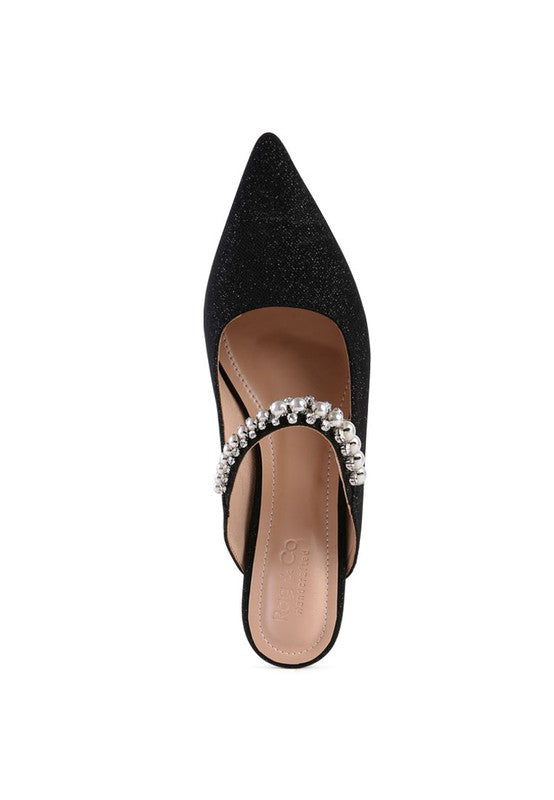 GEODE Mary Jane Cutout Embellished Mules