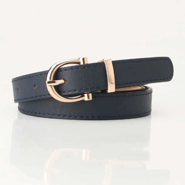 Tally Navy Vegan Leather Belt