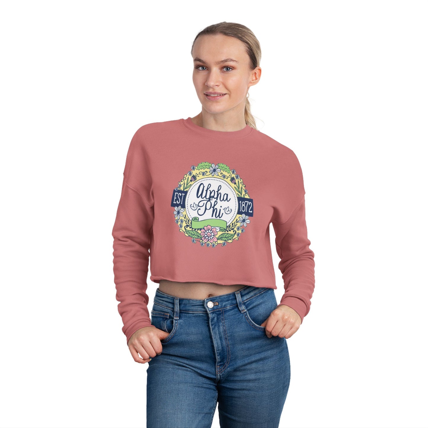 ALPHA PIE Floral Circle Women's Cropped Sweatshirt