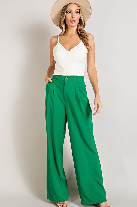 Kelly Green Straight Leg Pants