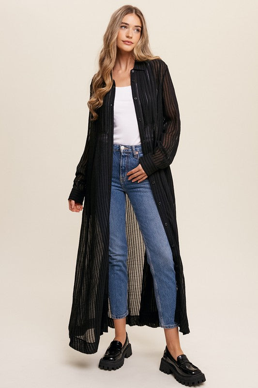 Long Button Down Shirt Maxi Dress