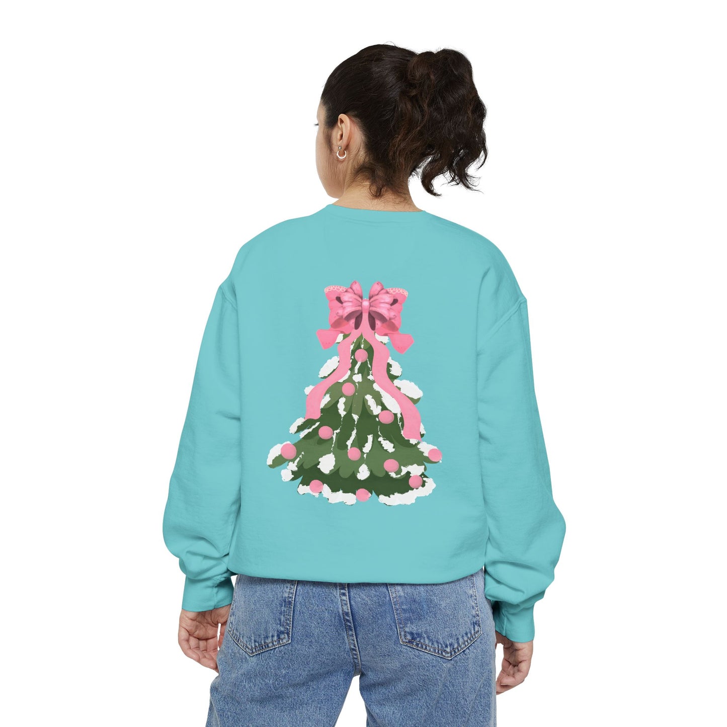 “Pink Bows & Mistletoe,” Holiday Sweatshirt