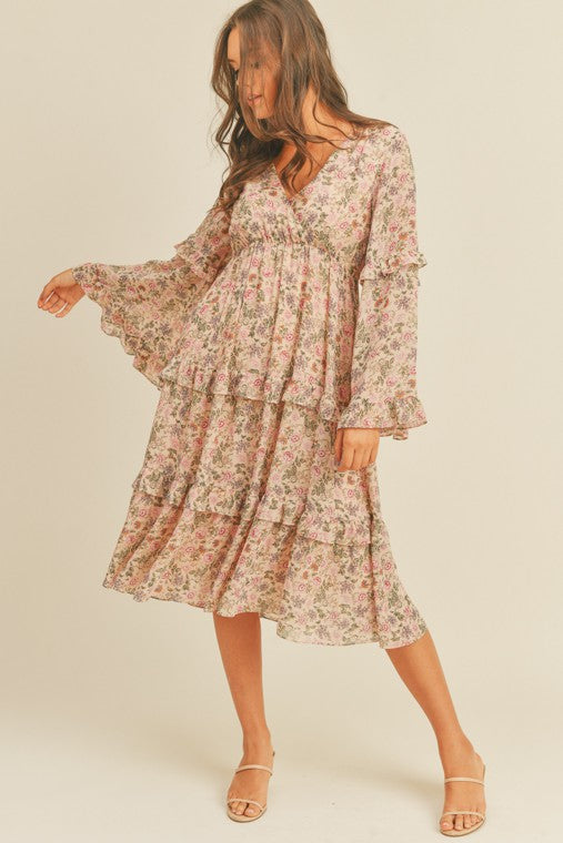 Spring Days Ahead Floral Print Midi Dress