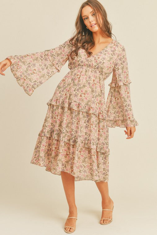 Spring Days Ahead Floral Print Midi Dress