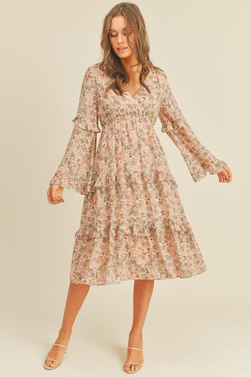 Spring Days Ahead Floral Print Midi Dress