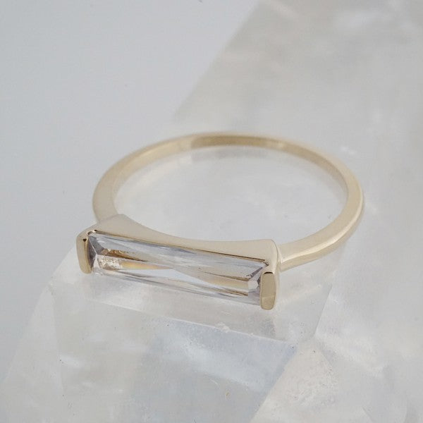 Lorena Long Crystal Baguette Ring