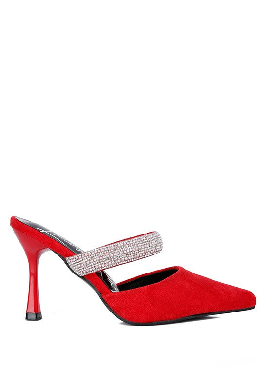 Fauci Diamante Red Strap Heels