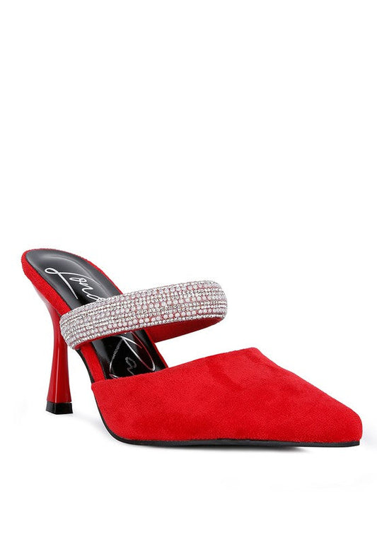 Fauci Diamante Red Strap Heels