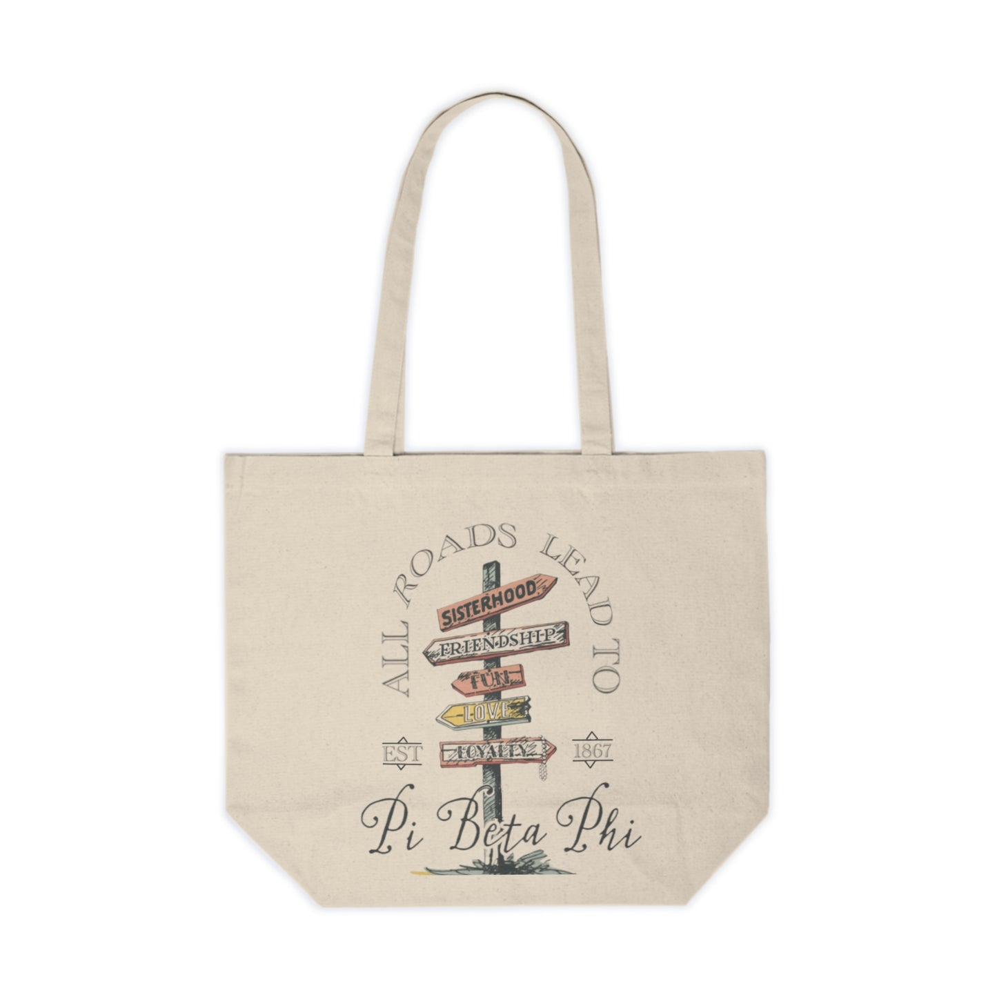 Pi Beta Phi Roads Canvas Shopping Tote