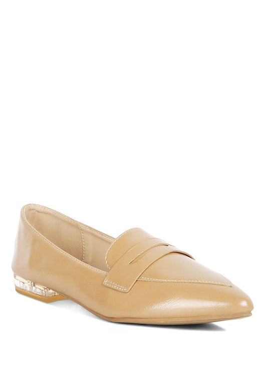 Beige Peretti Flat Formal Loafers