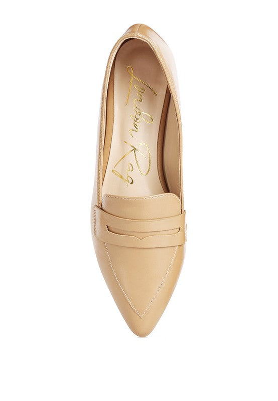 Beige Peretti Flat Formal Loafers