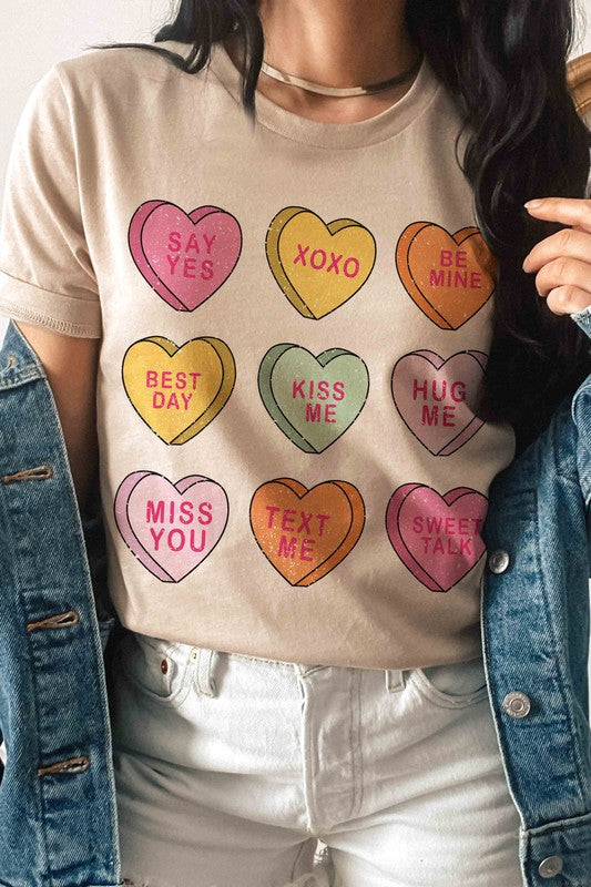 VALENTINES CANDY HEARTS GRAPHIC TEE