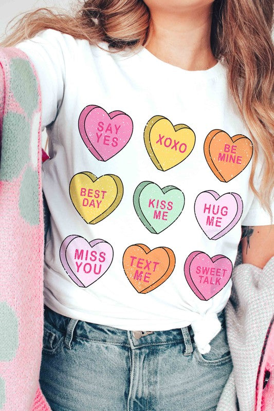 VALENTINES CANDY HEARTS GRAPHIC TEE