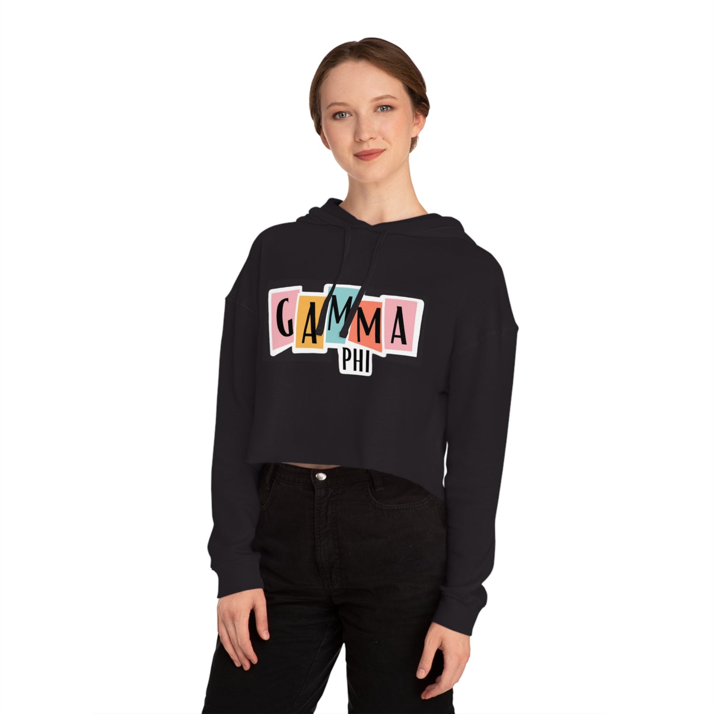 Gamma Phi Retro Cropped Hooded Sweatshirt