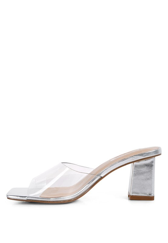 Sun Drop Clear Strap Block Heeled Sandals