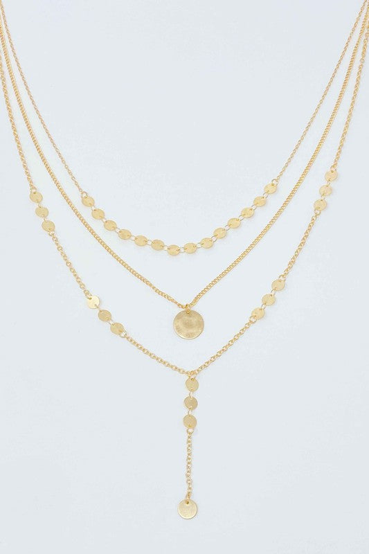 Disc Drop Layered Necklaces