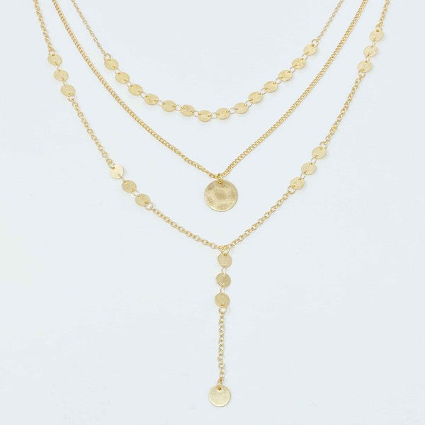 Disc Drop Layered Necklaces