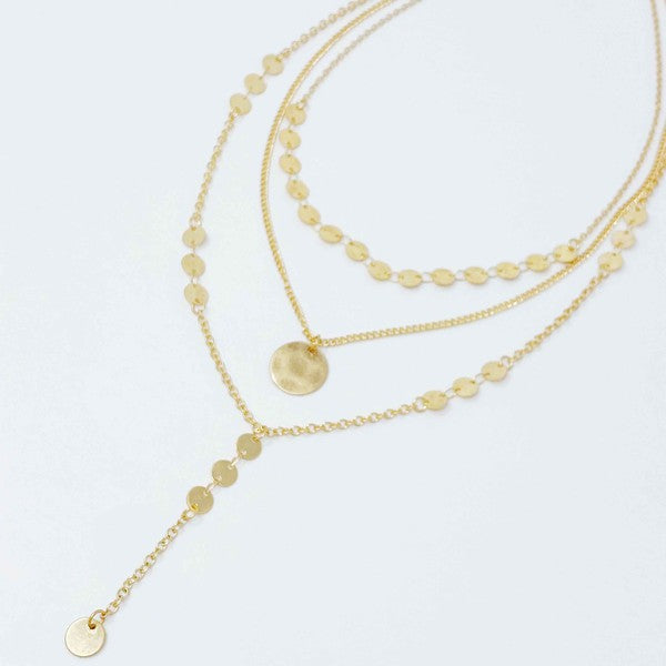 Disc Drop Layered Necklaces