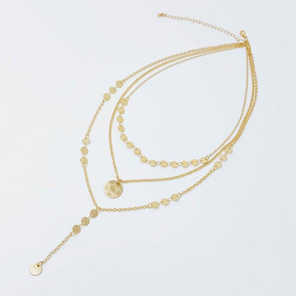 Disc Drop Layered Necklaces