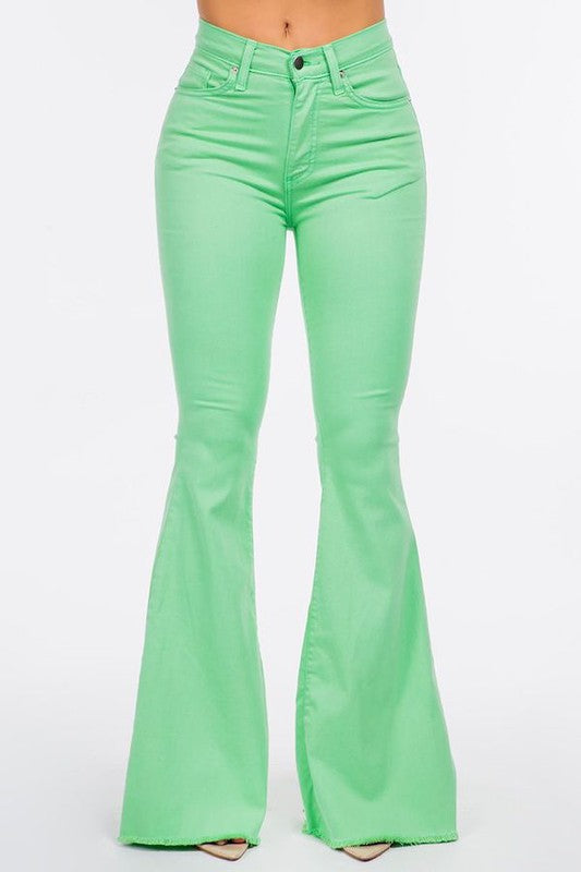 Bell Bottom Jean in Lime Green