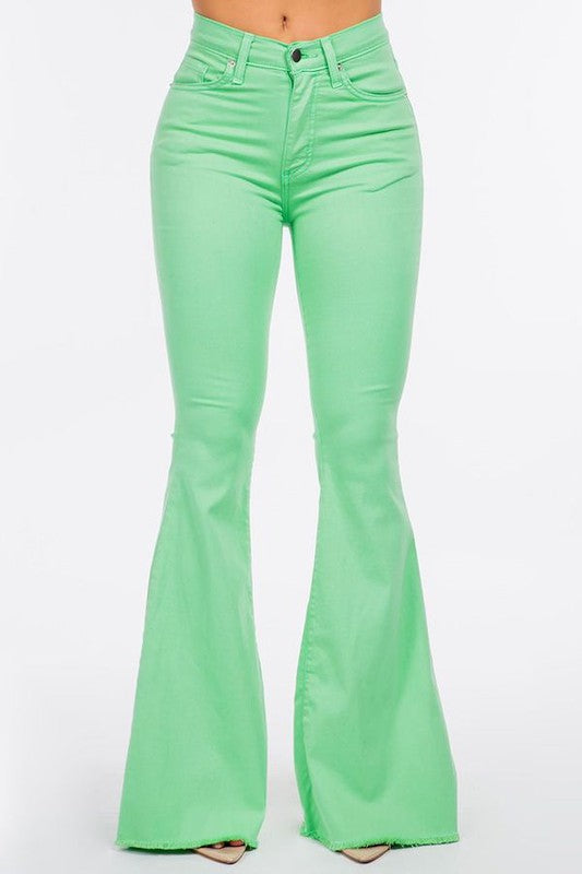 Bell Bottom Jean in Lime Green