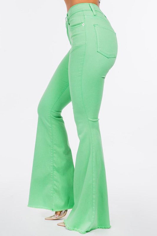 Bell Bottom Jean in Lime Green