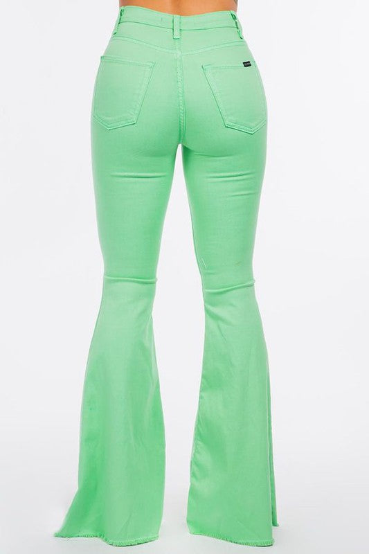 Bell Bottom Jean in Lime Green