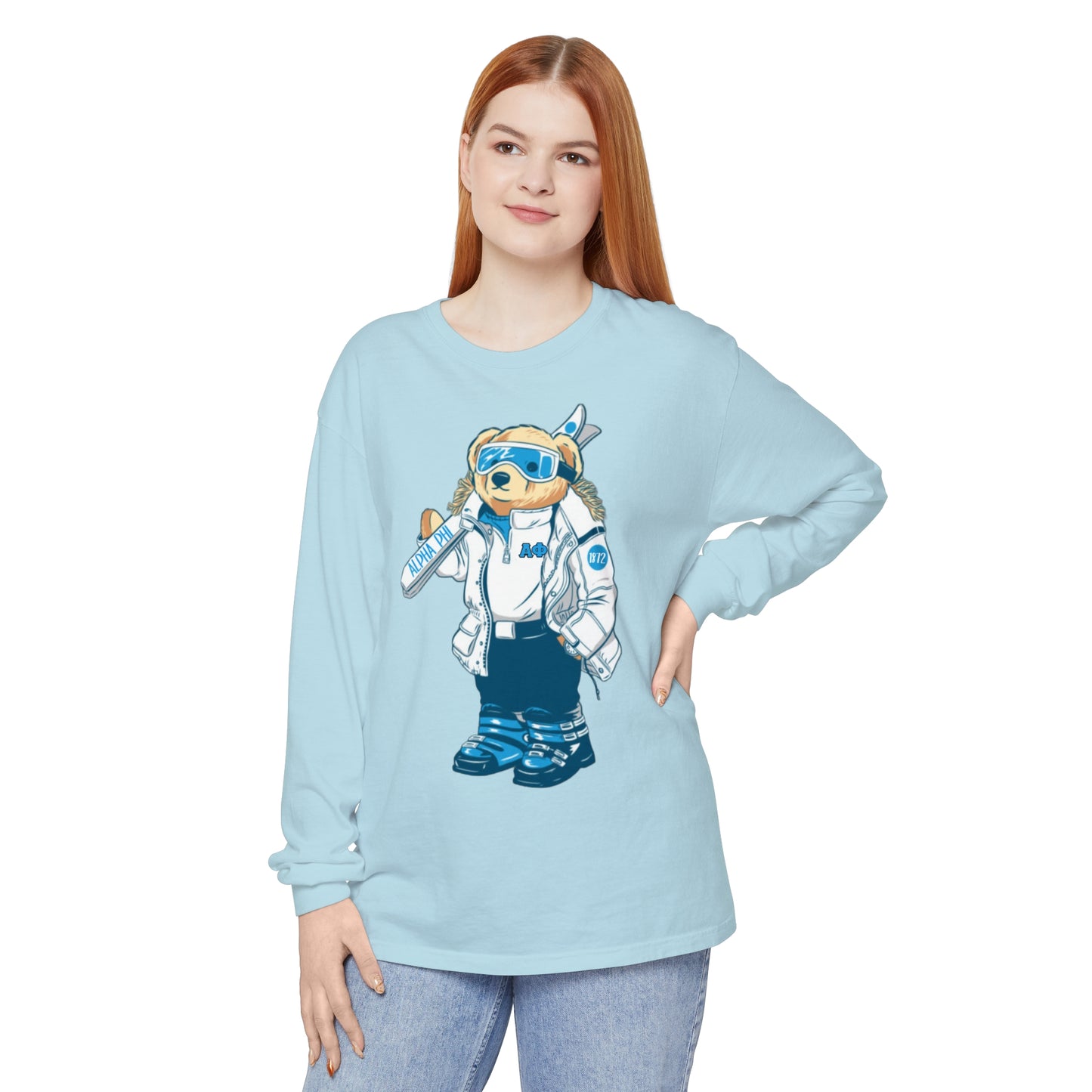 Alpha Phi Polo Ski Bear Long Sleeve T-Shirt