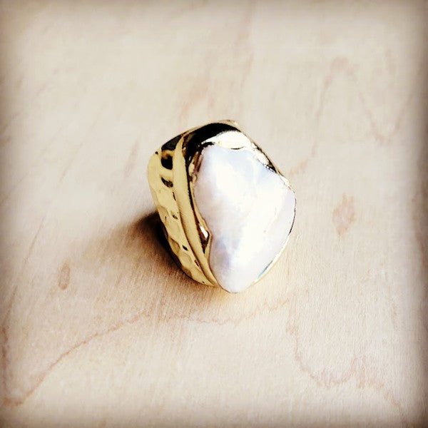 Genuine Freshwater Pearl Ring in Golden Setting