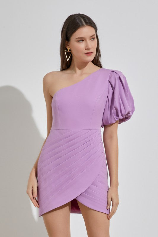 Lavender Fields One Shoulder Mini Dress