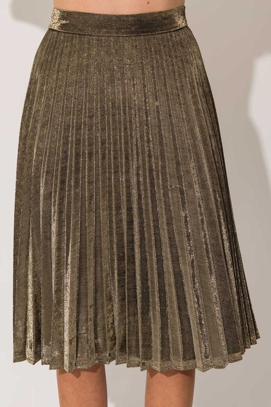 Lush Elegance Lurex Fabric Pleated Skirt