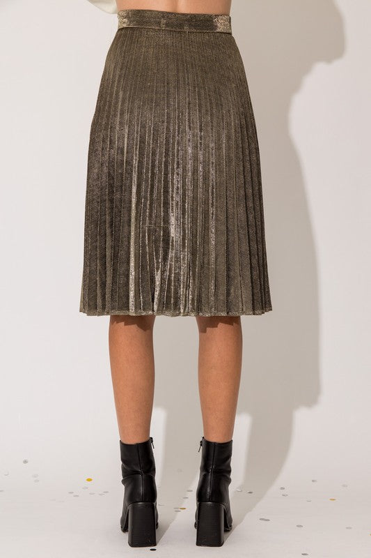 Lush Elegance Lurex Fabric Pleated Skirt