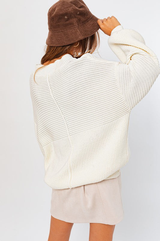 Heather Grey Ribbed Knitted Sweater