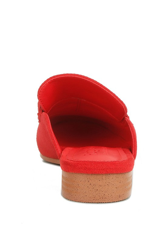 Krizia Chunky Chain Red Suede Mules