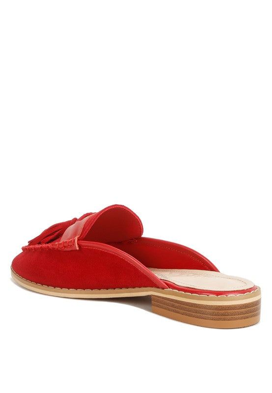 Edmanda Red  Detail Leather Mules