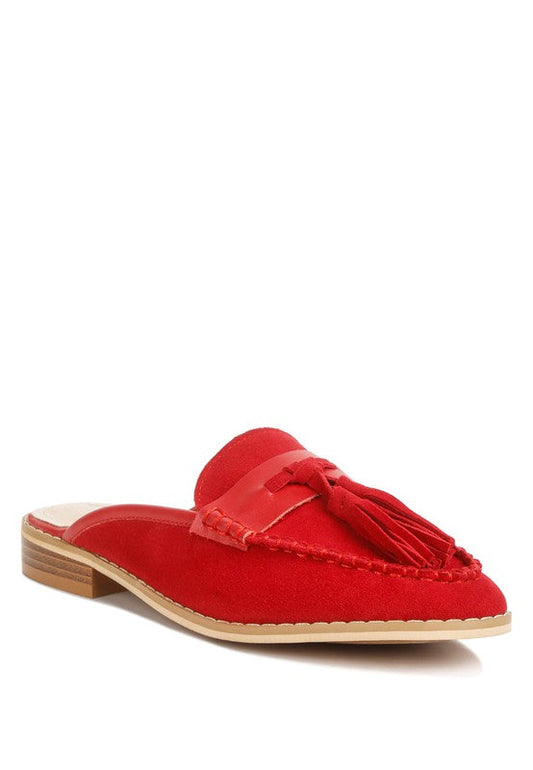 Edmanda Red  Detail Leather Mules