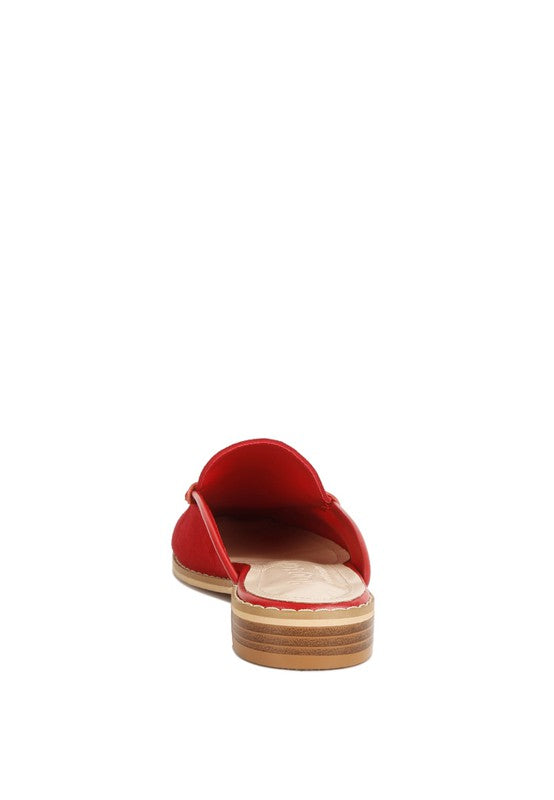 Edmanda Red  Detail Leather Mules