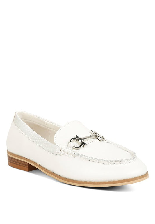 Holda Off White Horsebit Embelished Loafers