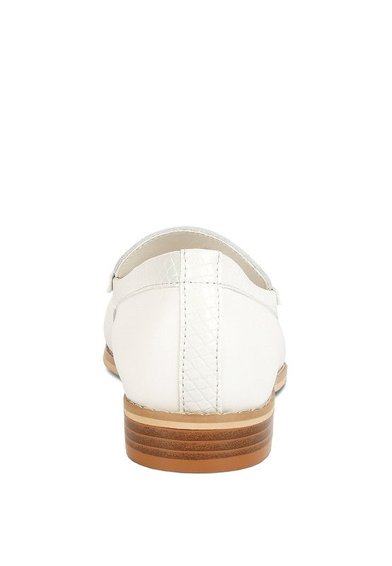 Holda Off White Horsebit Embelished Loafers