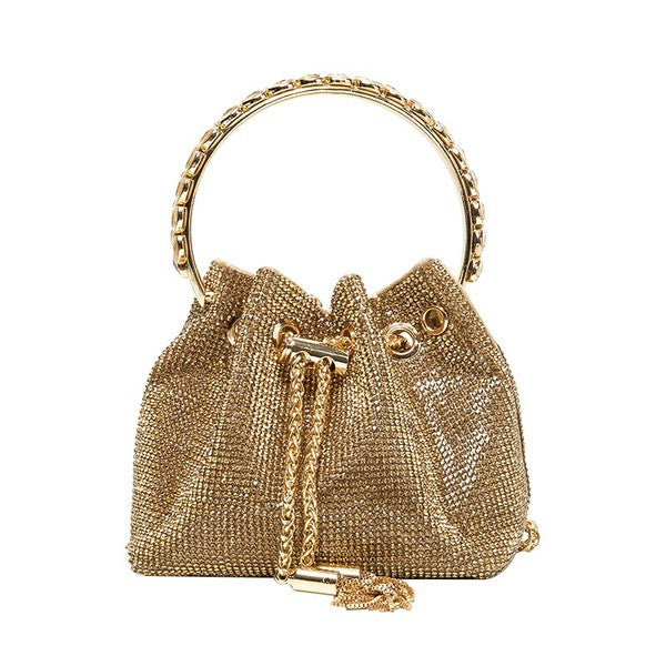 Gold Mini Bucket Bag diamond Sling Purse