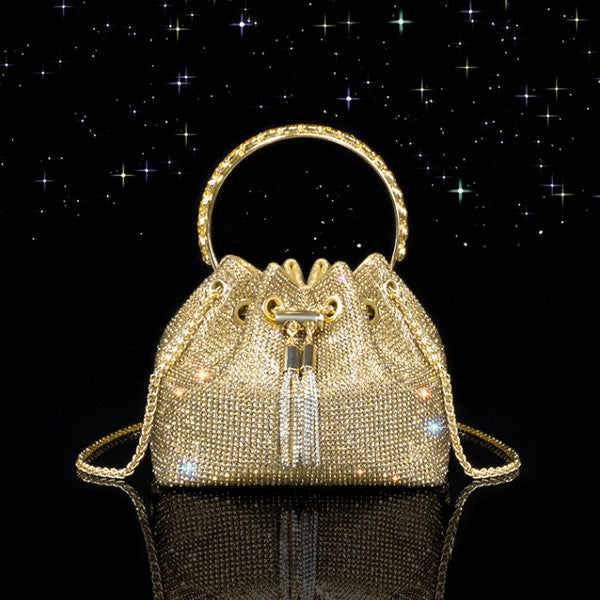 Gold Mini Bucket Bag diamond Sling Purse