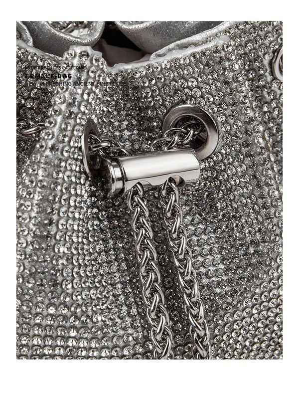 Silver Mini Bucket Bag diamond Sling Purse