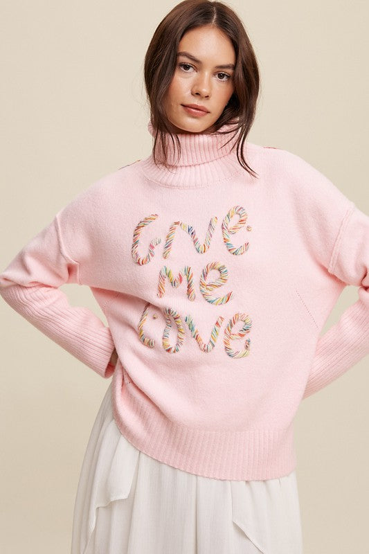 Give Me Love Stitched Mock Neck Sweater