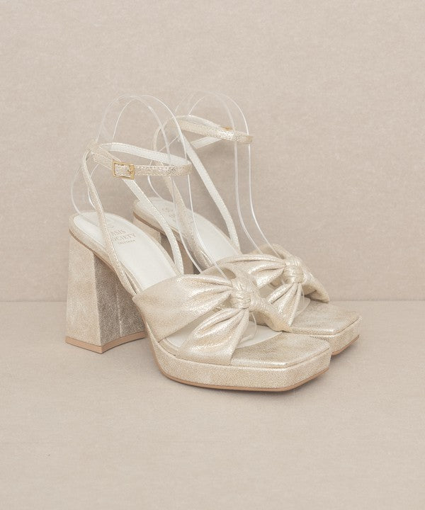 Zoey Light Gold Knotted Band Platform Heels