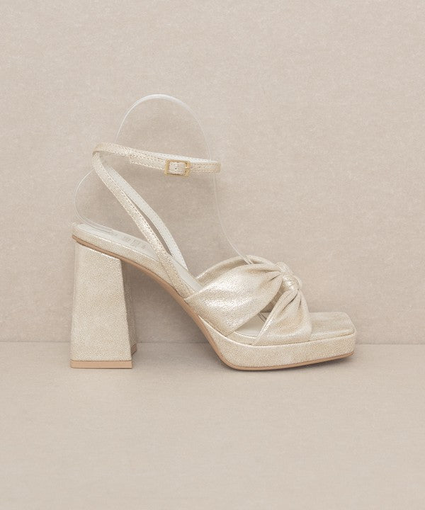 Zoey Light Gold Knotted Band Platform Heels