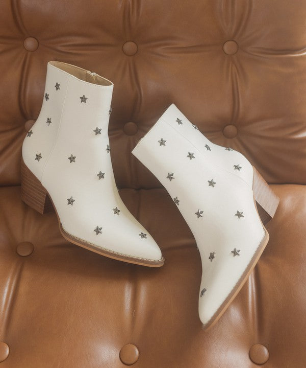 Ivanna White Star Studded Western Boots