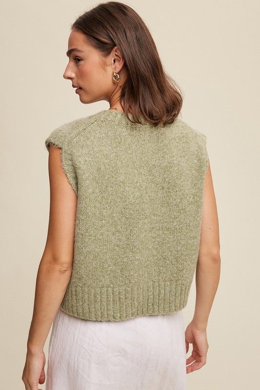 Soft Touch Cropped Knit Sweater Vest